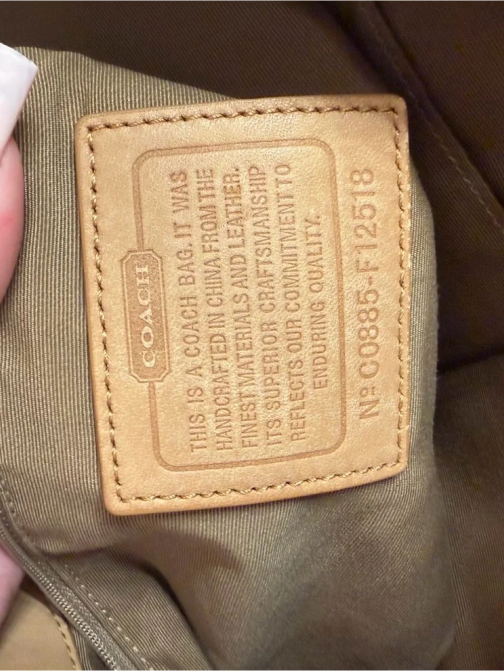 Coach Brown Signature Canvas Shoulder Bag with Tan Leather Trim